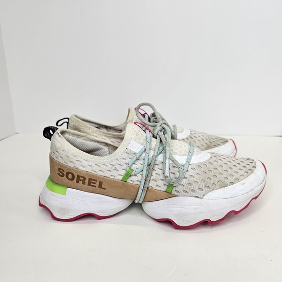 Sorel Women's Size 7 Kinetic Impact Lace Fashion Sneakers White w/Green. - Picture 2 of 15